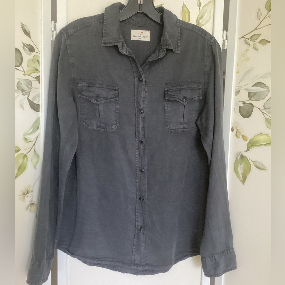 Marine Layer Tercel Button Down Xs Gray Charcoal … - image 1
